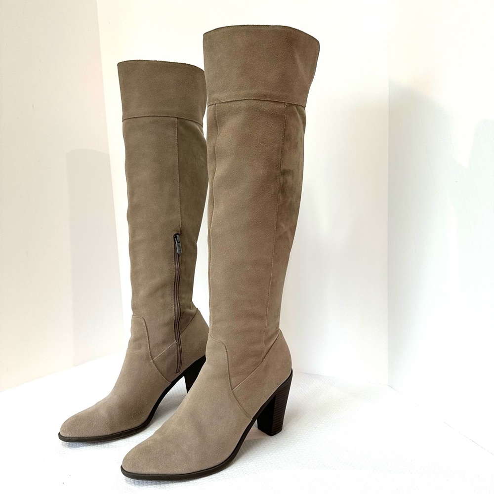 Kenneth Cole‎ Suede Tan Taupe Over the Knee Boots Boho Cottage Core EUC